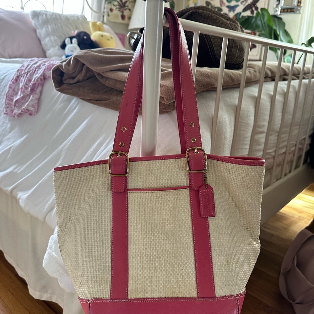 Coach Pink and Cream Tote Bag